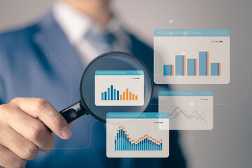 Aufkleber - Web report dashboard monitor idea and data analytics study for corporate financial planning.