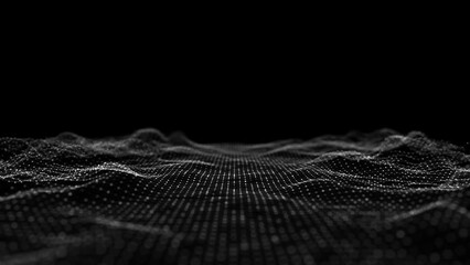Digital wireframe landscape. Wireframe terrain polygon landscape design. Digital cyberspace in mountains with valleys. 3D rendering.	