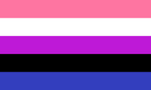 Genderfluid Pride Flag - Horizontal Stripes, Pink - Femininity, Blue - Masculinity, Purple - Both Masculinity, Femininity, Black - Lack Of Gender, White - All Genders. LGBTQ Symbol