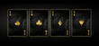 Four Queens, grunge cards in black background. Poker background.Playing cards.