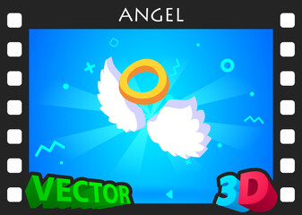 Wall Mural - Angel isometric design icon. Vector web illustration. 3d colorful concept