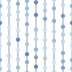 Poster - Patel blue geometric vector pattern, seamless repeat, vertical stripes with dots,