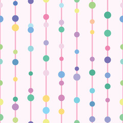Poster - Colorful pastel geometric vector pattern, seamless repeat, vertical stripes with dots,