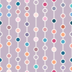 Poster - Purple base with colorful dots, geometric vector pattern, seamless repeat