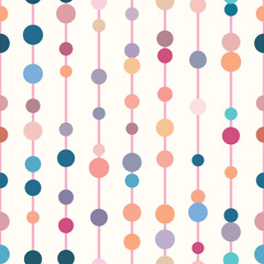 Poster - Colorful geometric vector pattern, seamless repeat, vertical stripes with dots,