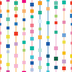 Poster - Colorful geometric vector pattern, seamless repeat, vertical stripes with squares