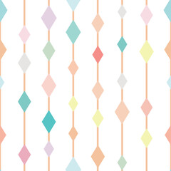  Colorful geometric vector pattern, seamless repeat, vertical stripes with rhombus elements