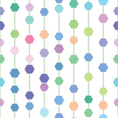 Poster - Colorful geometric vector pattern, seamless repeat, vertical stripes with hexagons,