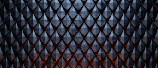 dragon scale texture. dark abstract background. 3d render.
