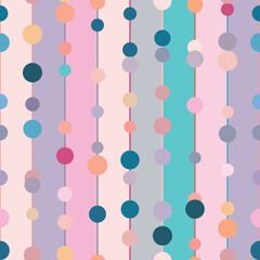 Poster - Colorful geometric repeat pattern vector background with stripes and dots, random colors