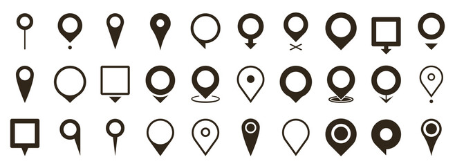 Fototapete - Set of map pointers vector icon