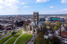 Aerial View Of The Minster Church Of St George In Doncaster Town Centre