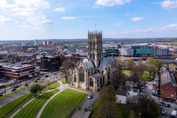 Wall Mural - Aerial view of The Minster Church of St George in Doncaster town centre