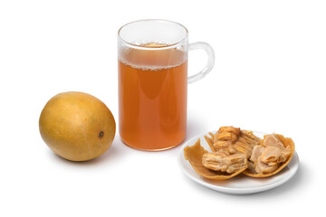 Canvas Print - Tea glass with monk fruit tea isolated on white background close up