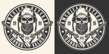 Military Skull Monochrome Vintage Label