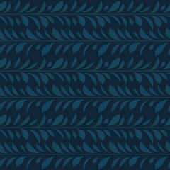 Poster - Dark blue leaf vector pattern, seamless botanical print, garland background