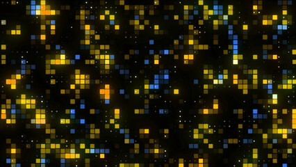 Poster - stage light wall with slowly blinking square shaped lamps on a black background. motion. concept of 