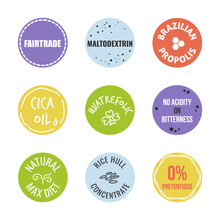 Product Quality Sticker Set With Ingredients Sign
