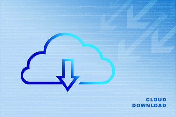 2d illustration  downloading arrow with cloud
