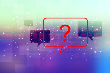 Poster - 2d rendering question mark in speech bubble
