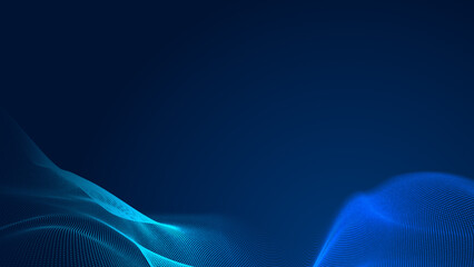 Wall Mural - Abstract dot white blue wave gradient texture technology background.