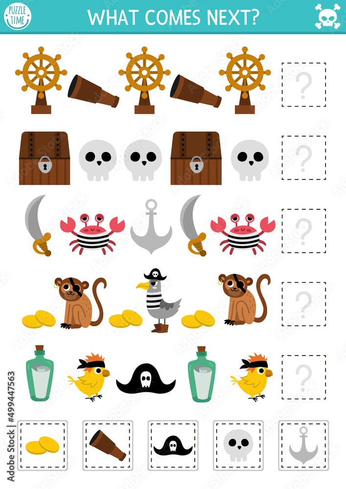 What comes next. Pirate matching activity for preschool children with ...