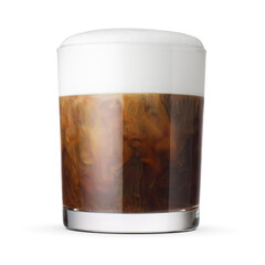 Wall Mural - Glass with cappuccino coffe isolated on white.