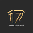 17 years anniversary celebration logotype with elegant modern number