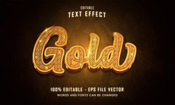 Gold luxury glitter bold 3d editable text effect Premium Vector
