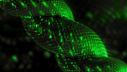Poster - Twisting spiral with shiny squares. Motion. Moving twisted harness with colored sequins. Animation of shiny twisting harness