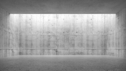 Abstract empty concrete interior, blank room with ceiling light