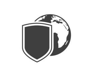 Poster - Shield protect the world vector icon on white background.