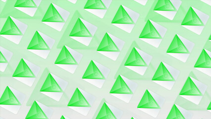 Poster - Abstract colorful green triangular symbol of a new application. Motion. Demonstration of a smartphone digital features.
