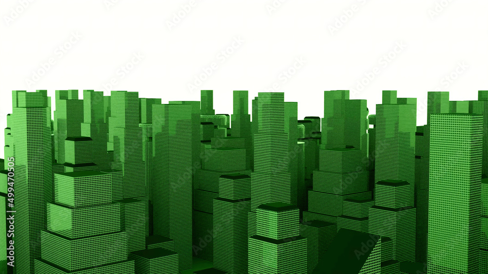3D layout of modern city. Design. Virtual 3D layout of city with multi ...
