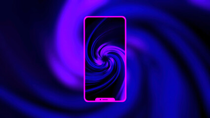 Aufkleber - Abstract spiral shaped animation on the silhouette of a smartphone screen. Motion. Bright colors of a new modern smartphone, concept of communication.
