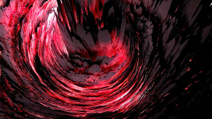 Poster - Swirling tornado of black and red color, seamless loop. Motion. Beautiful transforming rotating tornado surface with ripples.