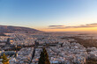 View of Athens from Lycabettus Hill at sunset, Greece.
