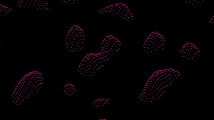 Poster - Dark pink randomly jumping shapes of small dots, seamless loop. Design. Purple moving oval silhouettes of tiny dots.