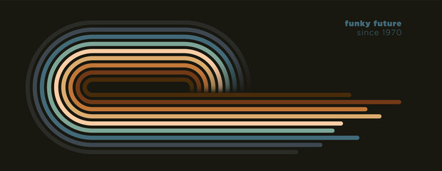 Leinwandbilder - Striped background in simple retro style design with colorful lines. Vector illustration.