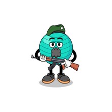 Character Cartoon Of Exercise Ball As A Special Force