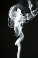 abstract real white smoke swirls black background