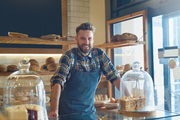 Poster - It doesnt get fresher than this. Portrait of a young business owner standing behind the counter in his bakery.