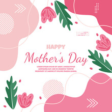 Happy Mother's Day Flower Floral Memphis Card Flat Illustration
