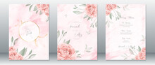 Watercolor Wedding Invitation Card Template Elegant Of Pink Background With Rose Bouquet And Gold