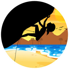 Wall Mural - Silhouette rock climbing badge