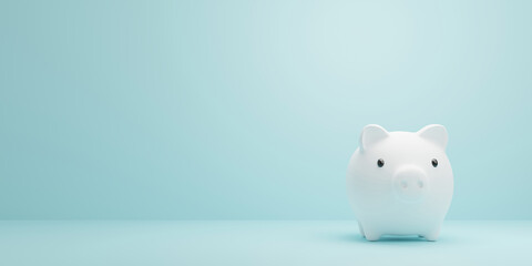 Wall Mural - Piggy bank with copy space Saving concept 3D render