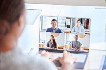 Poster - Staying connected with the team. Shot of an unrecognizable businesswoman on a videocall at work.