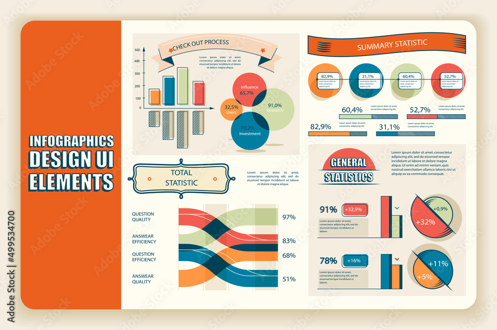 Bundle vintage infographic elements data visualization vector design ...