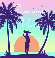 Poster - silhouette of a person on the beach