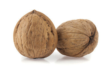 Wall Mural - Walnuts isolated on white background.